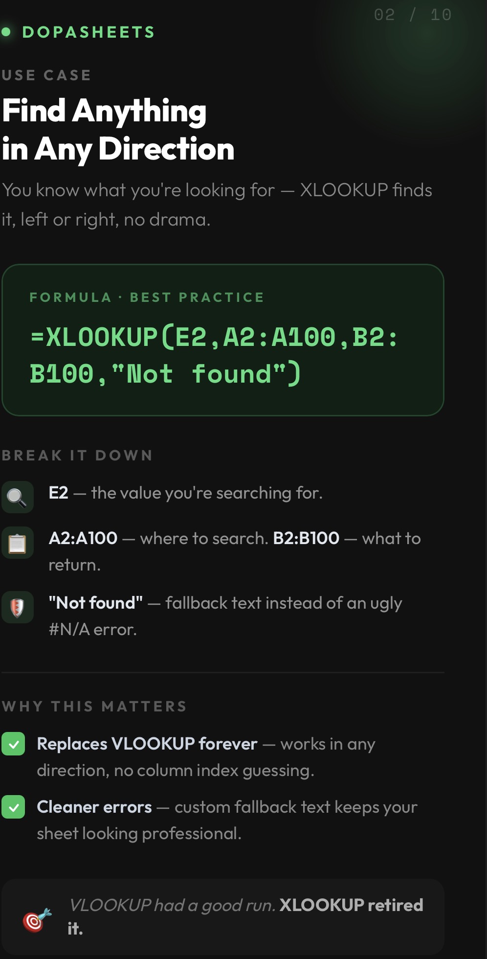 DopaSheets tip: XLOOKUP