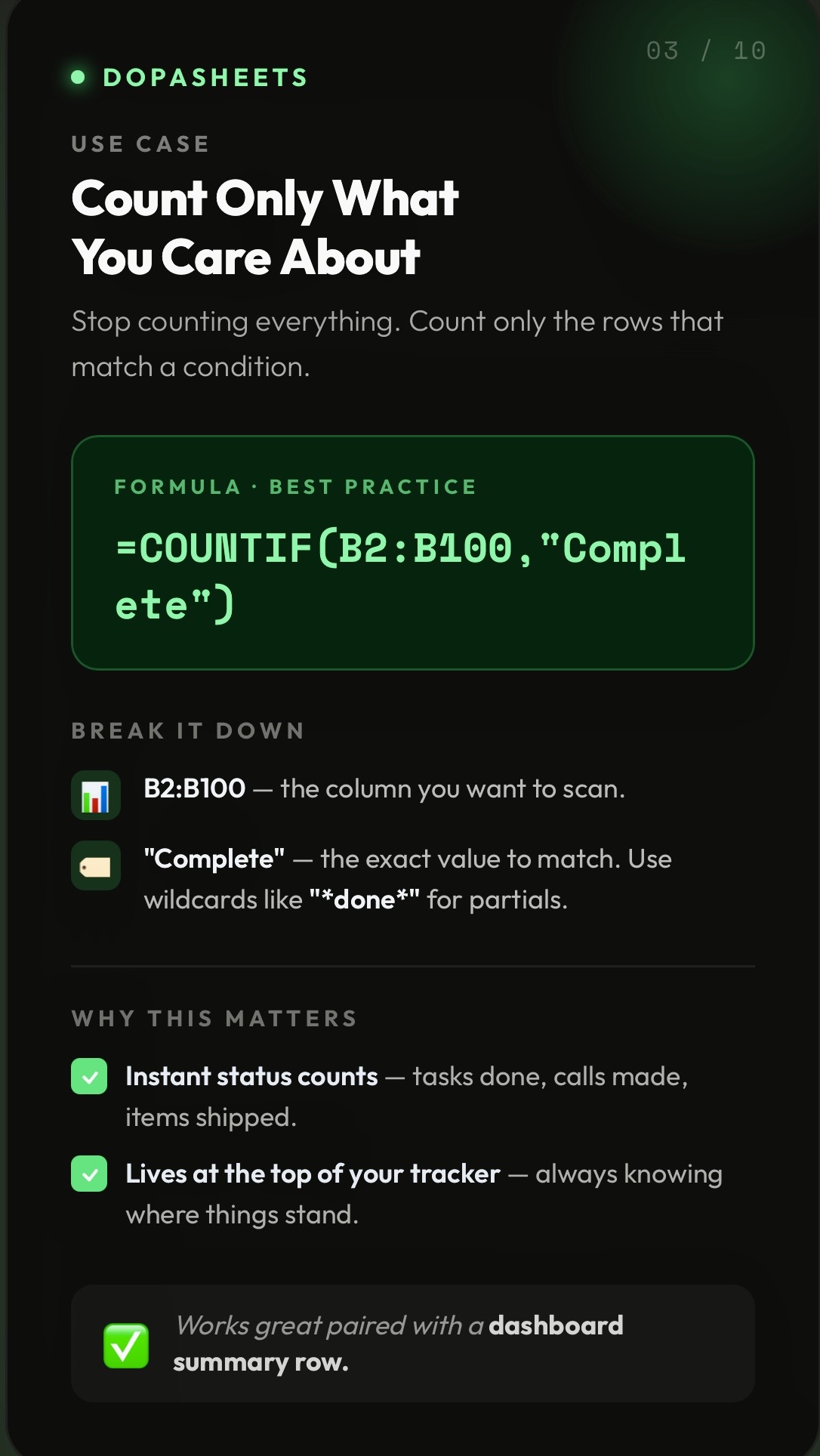 DopaSheets tip: COUNTIF