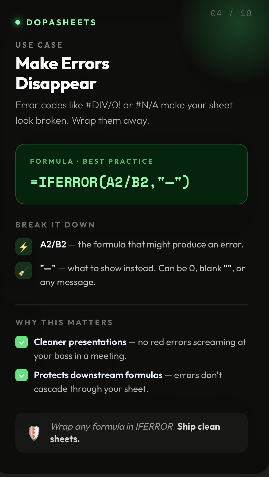 DopaSheets tip: IFERROR