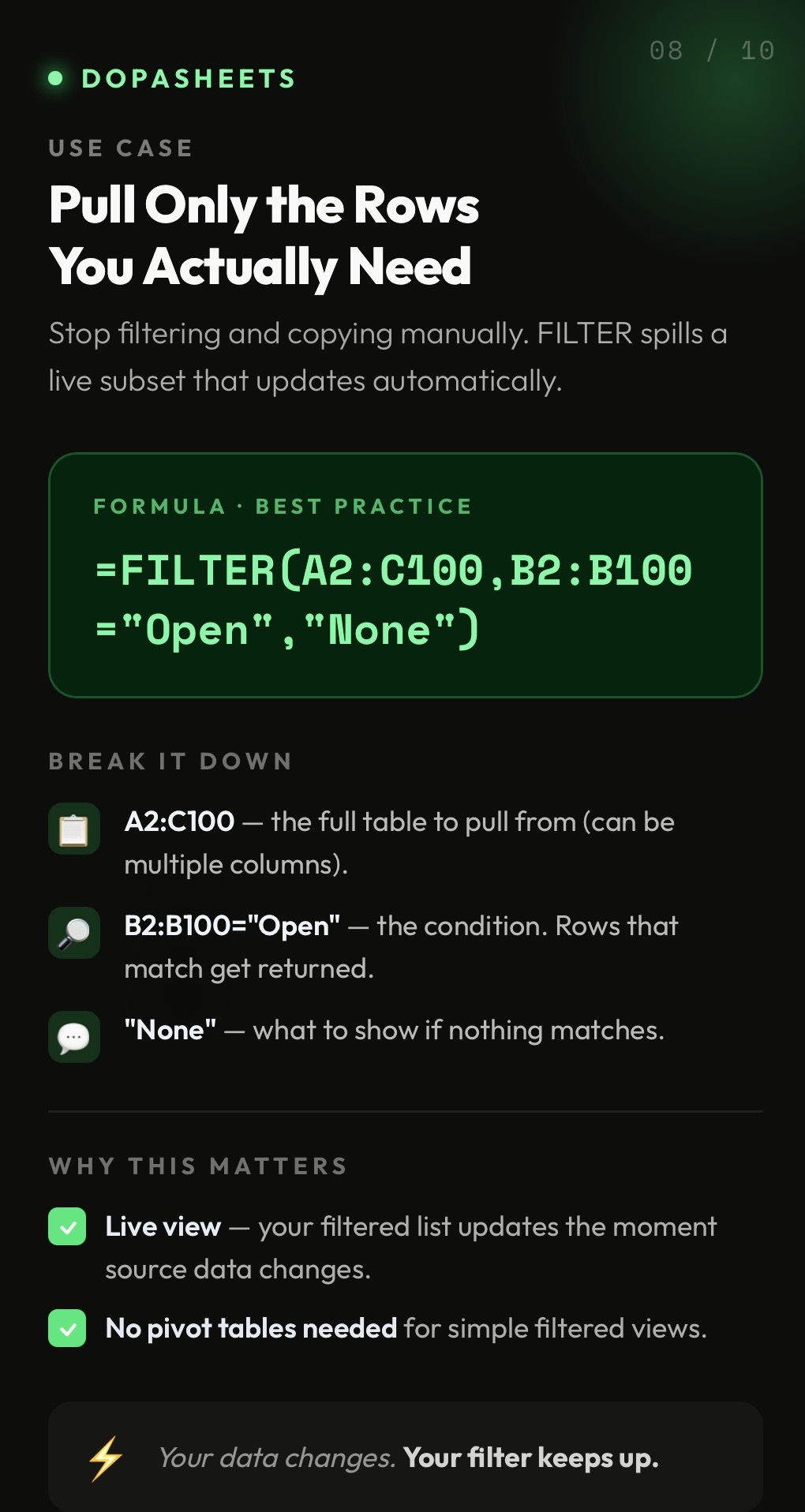 DopaSheets tip: FILTER