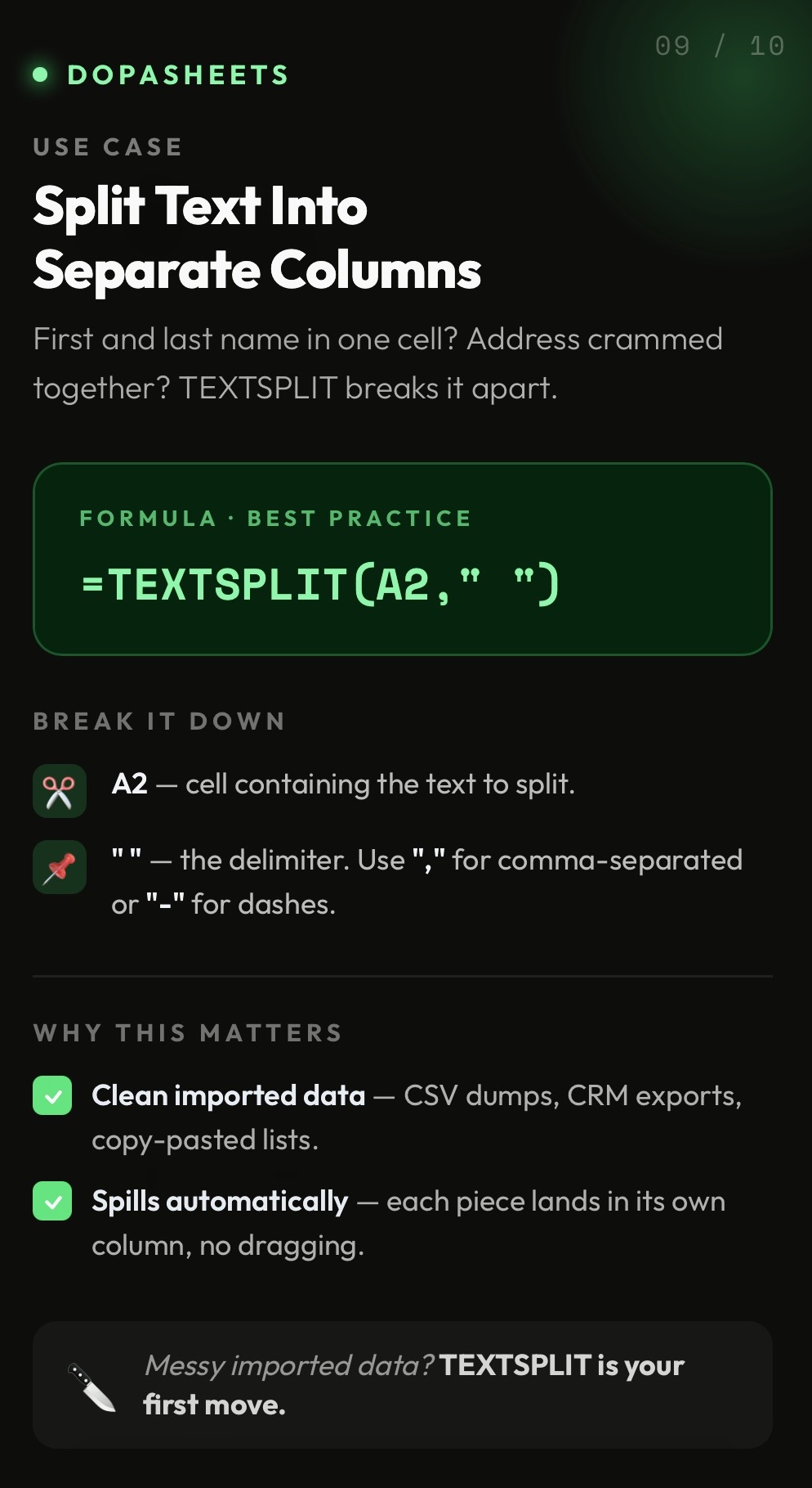 DopaSheets tip: TEXTSPLIT